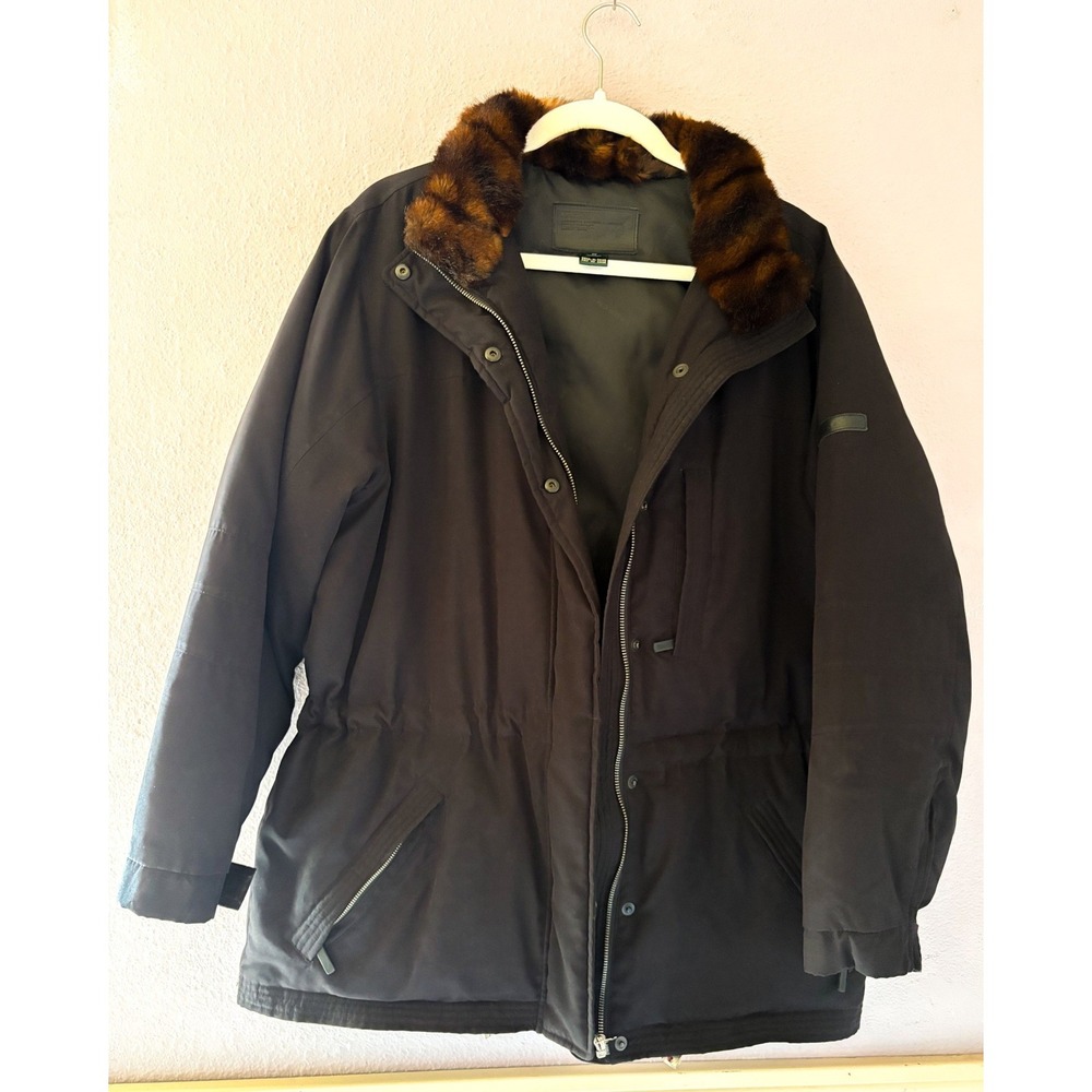 Lauren Ralph Lauren Ski Jacket Black Faux Fur Collar Old Money Womens Medium